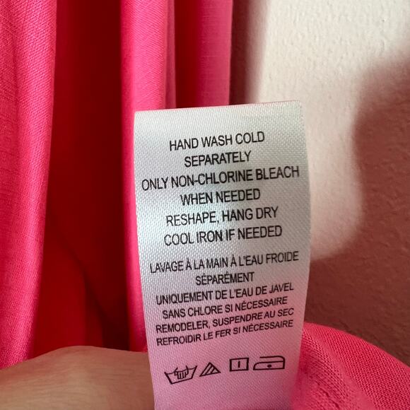 David Meister Peasant Top 1X Womens Plus Embroidered Relaxed Pink Orange Rayon - Picture 8 of 8